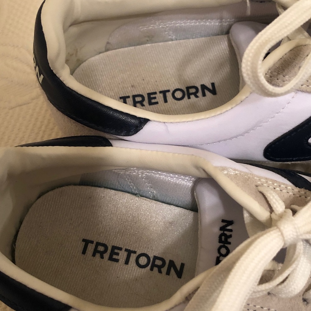 Tretorn Rawlins  White and Tan with Navy Blue accent Womens sneakers. - Picture 2 of 7